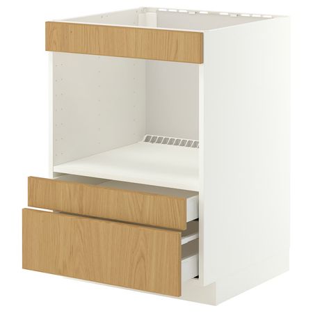 METOD / MAXIMERA Нижний шкафчик для встр технк. - белый/Sinarp дубовый шпон 60x60 см