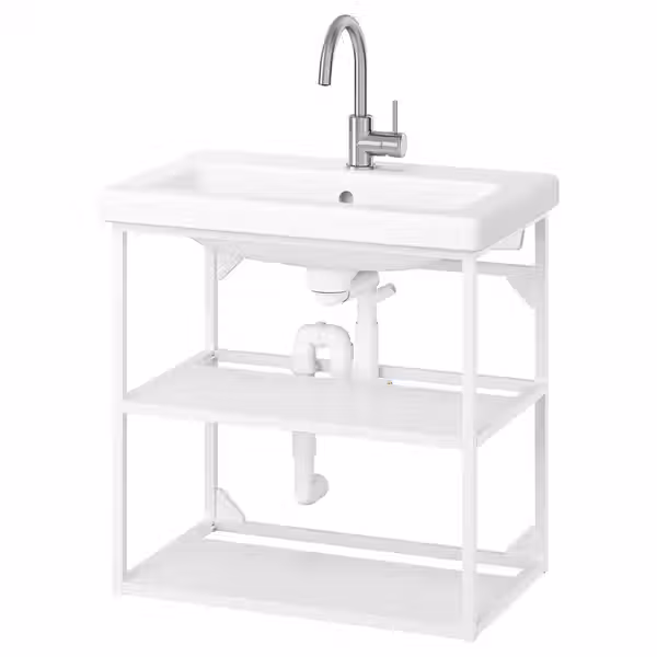 ENHET / TVÄLLEN Открытый шкаф под раковину/2 полки - белый 64x43x65 см - фото 1