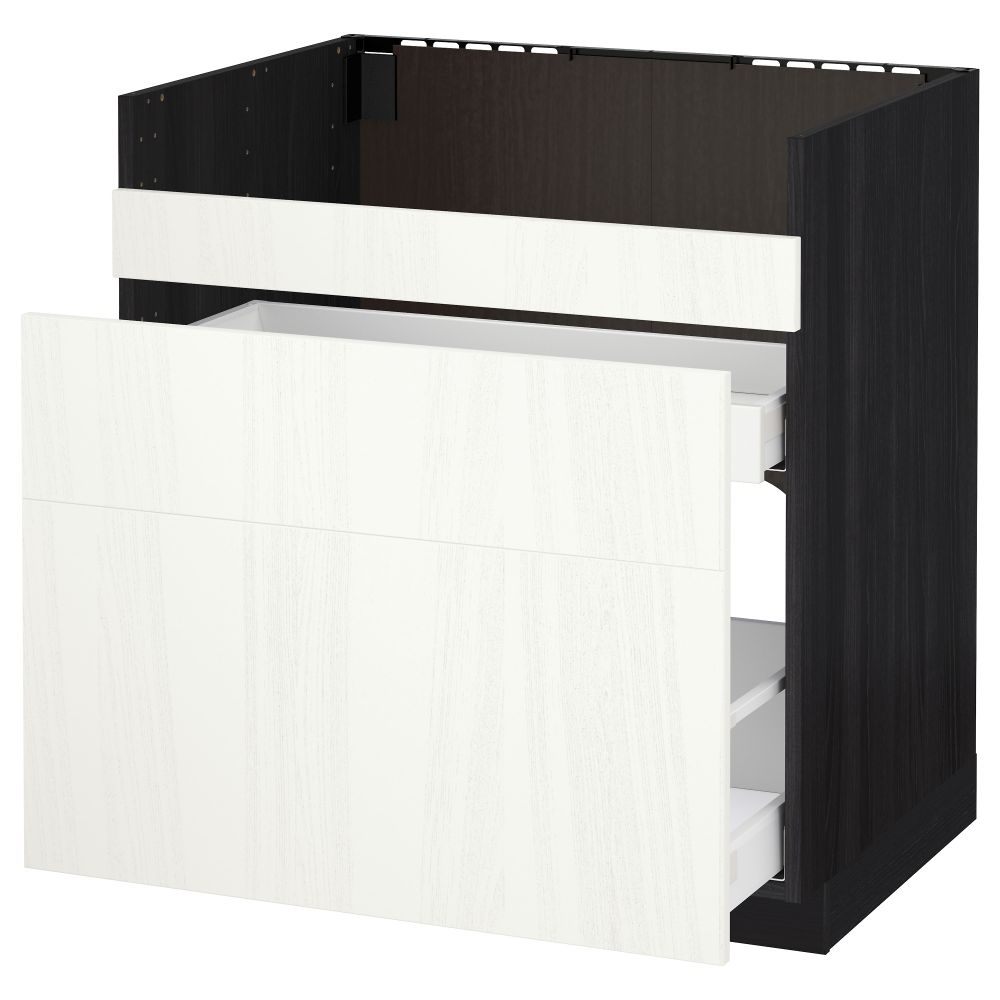 Напольный шкаф под мойку ДУМШЁ, 3 фасада, 2 ящика МЕТОД / МАКСИМЕРА, черный, Росдаль белый - схема-чертеж с размерами