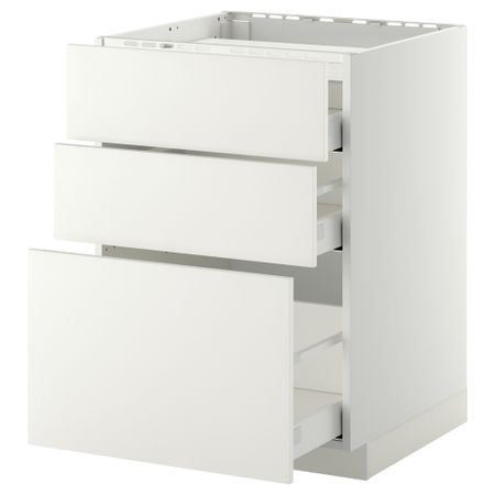 Напольный шкаф, 3 фронтальных панели, 3 ящика МЕТОД / МАКСИМЕРА, белый, Хэггеби белый