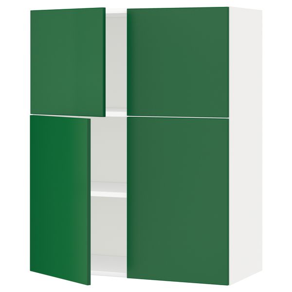 Навесной шкаф с полками, 4 дверцы МЕТОД, белый, Флэди зеленый (80x100 см) - схема-чертеж с размерами