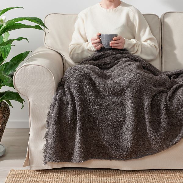 Плед, 130x170 см, темно-серый IKEA EVALI ЭВАЛИ 604.262.55 - схема-чертеж с размерами