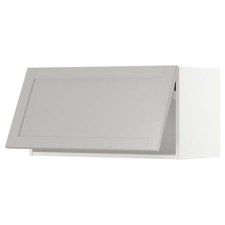Навесной горизонтальный шкаф, белый/Лерхюттан светло-серый 80x40 см IKEA METOD МЕТОД 193.938.99