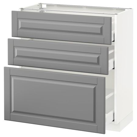Напольный шкаф с 3 ящиками, белый/Будбин серый 80x37 см IKEA METOD МЕТОД / MAXIMERA МАКСИМЕРА 192.327.31