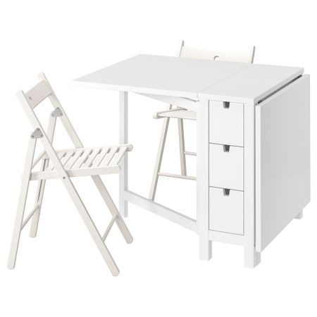 Стол и 2 складных стула, 26, 89, 152 см, белый, белый IKEA TERJE ТЕРЬЕ, NORDEN НОРДЕН 094.415.32