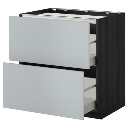 Напольный шкаф, 2 фронтальных панели, 3 ящика МЕТОД / МАКСИМЕРА, черный, Веддинге серый