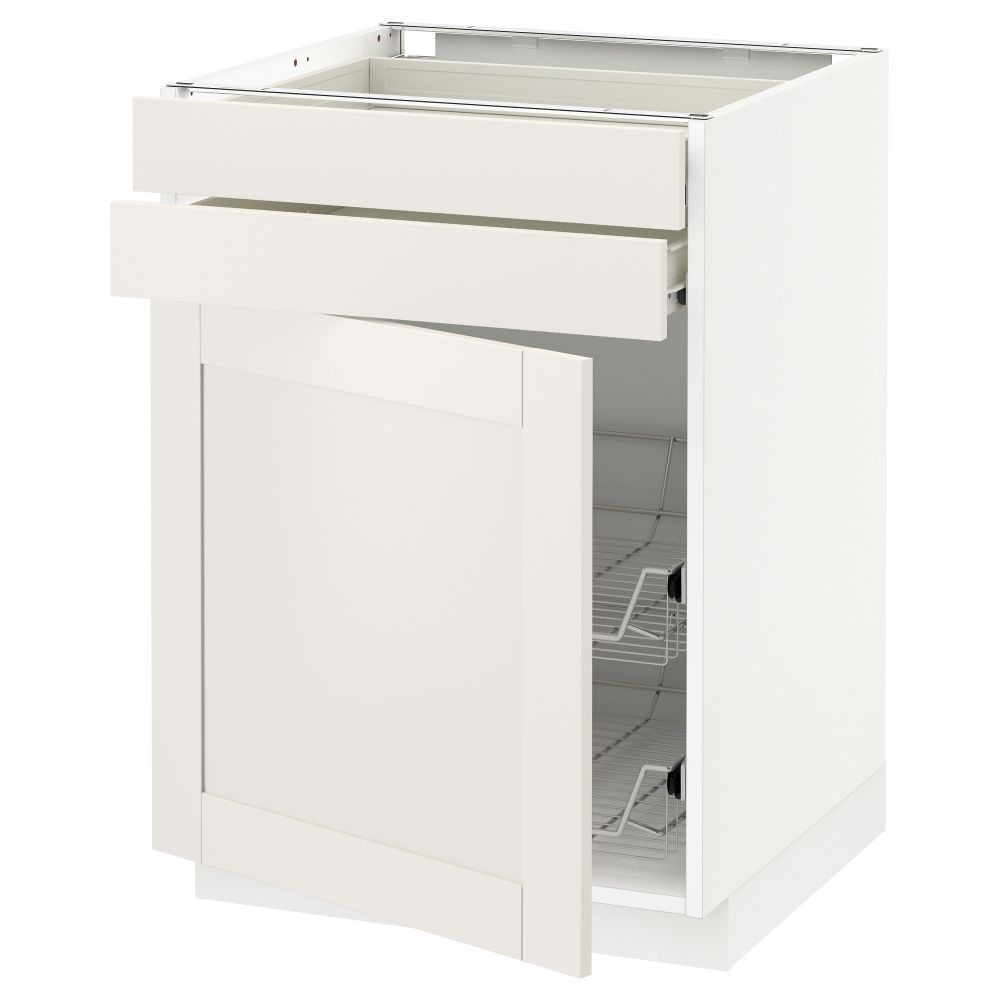 Напольный шкаф, дверца, 2 ящика, проволочных корзин МЕТОД / ФОРВАРА, белый, Сэведаль белый - схема-чертеж с размерами