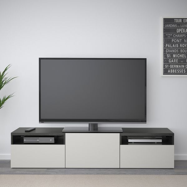 Тумба под ТВ, черно-коричневый/Лаппвикен светло-серый 180x42x39 см IKEA БЕСТО 593.284.25 - фото 3