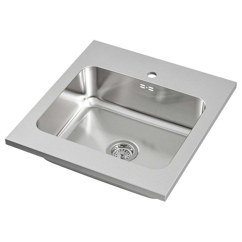 Одинарная накладная мойка, нержавеющая сталь, 60x63.5 см IKEA AMMERÅN 591.581.64 - фото 1