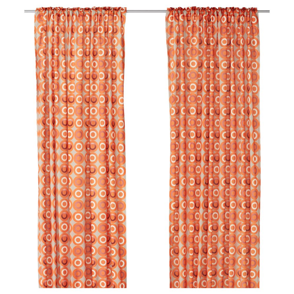 Гардины, 1 пара ВИТПИТТА, бежевый, оранжевый (145x270 см) - фото 1