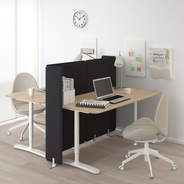 Стол с экраном, дубовый шпон, беленый, белый 160x160 120 см IKEA БЕКАНТ 292.880.44 - фото 2