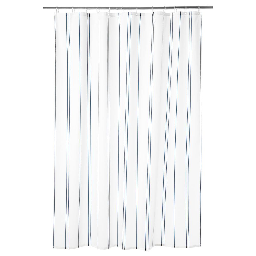 Штора для ванной, белый, синий 180x200 см IKEA ОТТШЁН 004.175.41 - фото 1