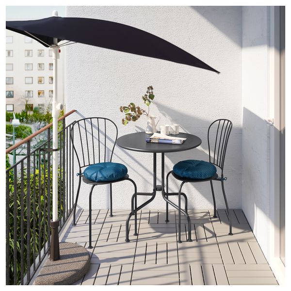 Стол + 2 стула, для сада ЛЭККЭ, серый, Иттерон синий - фото 2