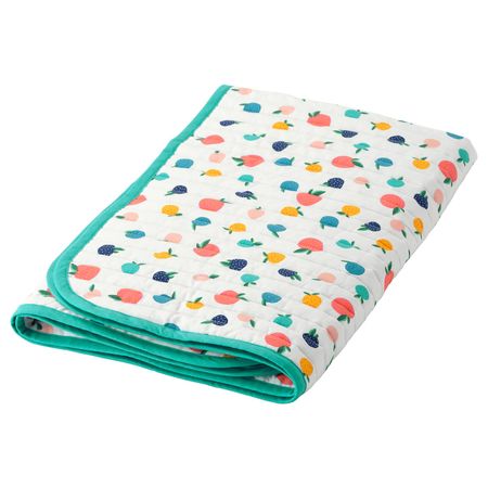 Одеяло/плед, орнамент «фрукты/точки»/синий 96x96 см IKEA RÖRANDE РЁРАНДЕ 504.625.69