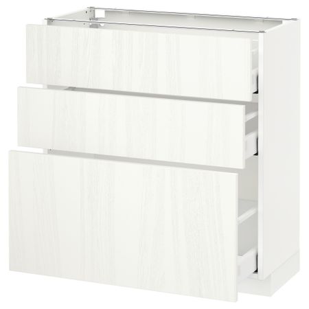 Напольный шкаф с 3 ящиками МЕТОД / МАКСИМЕРА, белый, Росдаль белый