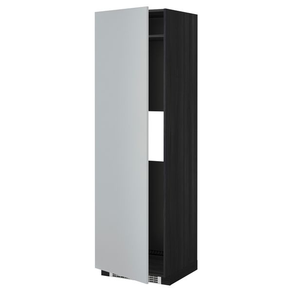 Высокий шкаф для холодильника или морозильника, с дверцами МЕТОД, черный, Веддинге серый (60x60x200 см) - схема-чертеж с размерами