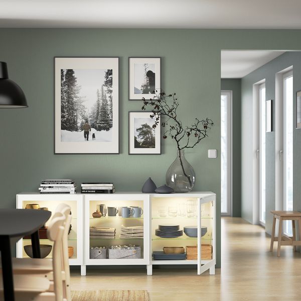 Комбинация для хранения с дверцами, белый/глассвик/стуббарп белый прозрачное стекло 180x42x74 см IKEA BESTÅ БЕСТО 992.466.68 - фото 2