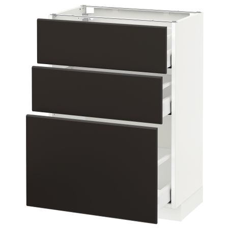 Напольный шкаф с 3 ящиками, 60x37 cm IKEA METOD МЕТОД, MAXIMERA МАКСИМЕРА 692.120.52