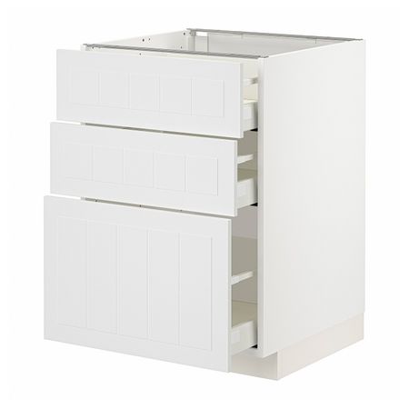 Напольный шкаф с 3 ящиками, белый/Стенсунд белый 60x60 см IKEA METOD МЕТОД / MAXIMERA МАКСИМЕРА 794.097.17