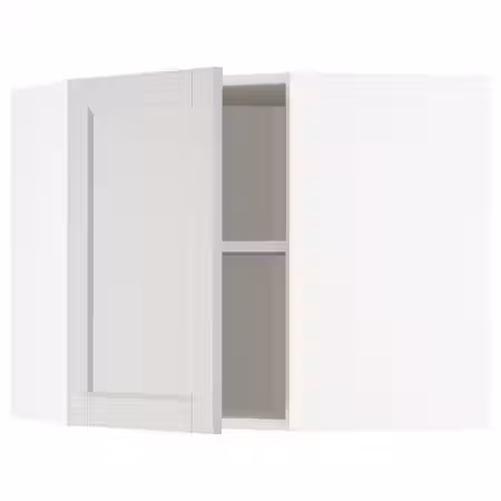 METOD Угловой навесной шкаф с полками - белый/Lerhyttan светло-серый 68x60 см