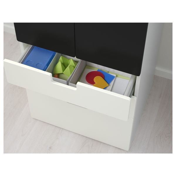 Комбинация для хранения с дверцами, ящиками СТУВА, белый, черный (60x50x128 см) - фото 3