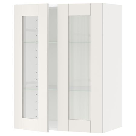Навесной шкаф/полки/2стеклян двери, белый/Сэведаль белый 60x80 см IKEA METOD МЕТОД 094.456.48