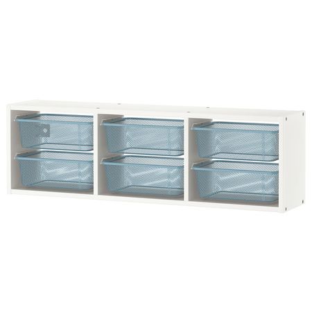TROFAST Настенный модуль для хранения - белый/серо-синий 99x21x30 см