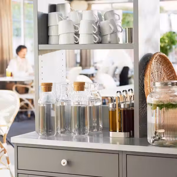 IKEA 365+ Графин с пробкой - прозрачное стекло/пробка 1 л - схема-чертеж с размерами