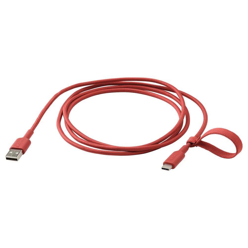 Кабель USB-A–USB-C, красный, 1.5 м IKEA LILLÅNGEN ЛИЛЛОНГЕНHULT ЛИЛЛЬХУЛЬТ 805.284.94 - фото 1