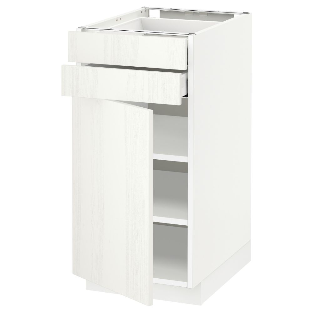 Напольный шкаф с дверцей, 2 ящиками МЕТОД / МАКСИМЕРА, белый, Росдаль белый - схема-чертеж с размерами