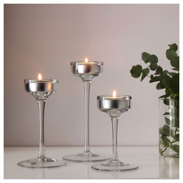 Набор подсвечников, 3 штуки БЛОМСТЭР, прозрачное стекло - фото 2