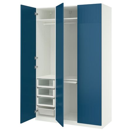 PAX / FYRUDDEN Гардероб, комбинация - белый/синий 150x60x236 см