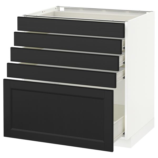 Напольный шкаф с 5 ящиками МЕТОД / ФОРВАРА, белый, Лаксарби черно-коричневый - схема-чертеж с размерами
