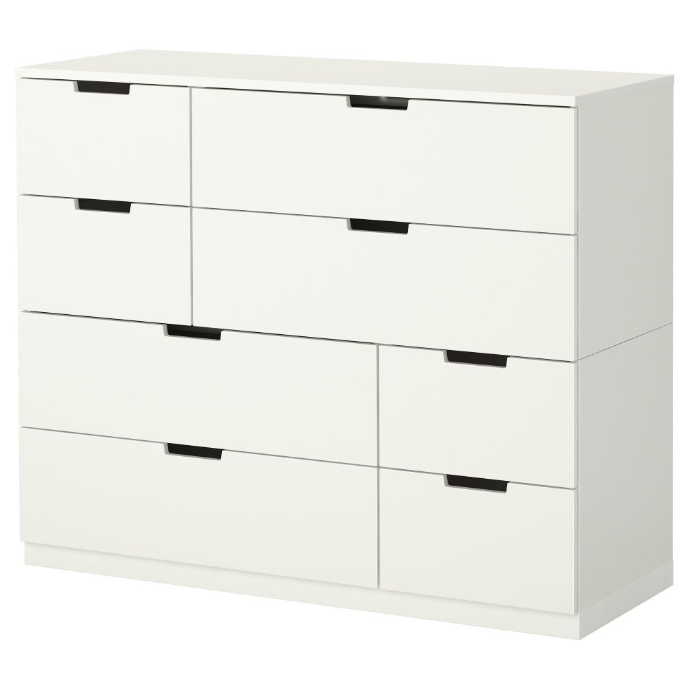 Комод с 8 ящиками НОРДЛИ, белый (120x97 см) - фото 1