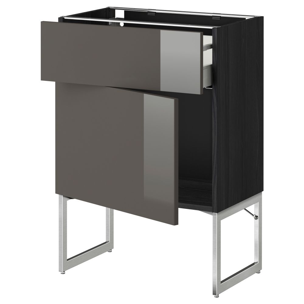 Напольный шкаф с ящиком, дверью МЕТОД / МАКСИМЕРА, черный, Рингульт серый - схема-чертеж с размерами