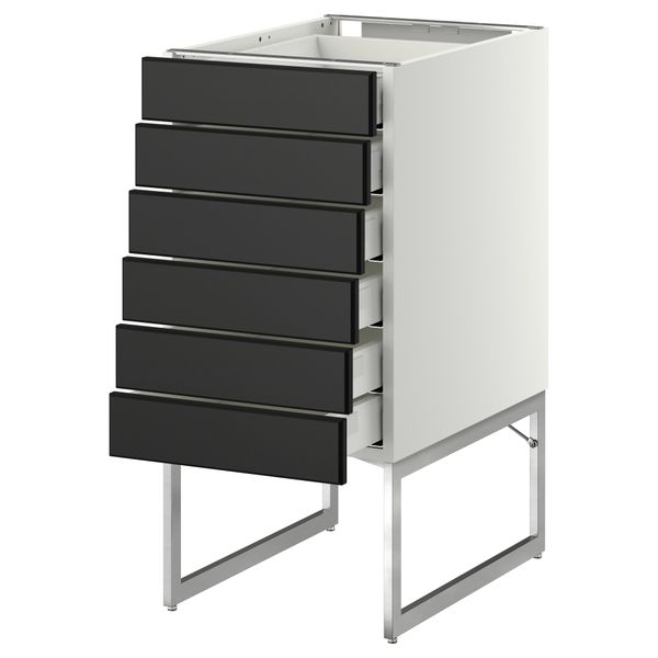 Напольный шкаф 6 фронтальных панелей, 6 нижних ящиков МЕТОД / МАКСИМЕРА, белый, Лаксарби черно-коричневый - схема-чертеж с размерами
