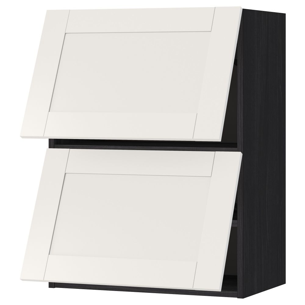 Навесной шкаф, 2 дверцы, горизонтальный МЕТОД, черный, Сэведаль белый - схема-чертеж с размерами