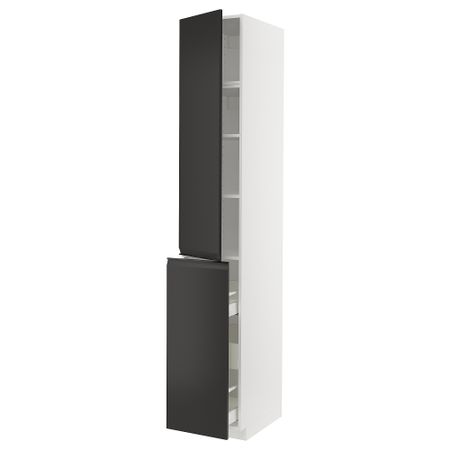 Высокий шкаф, выдвижной секцией, 3 ящика, 1дверцы, 2полками IKEA METOD МЕТОД, MAXIMERA МАКСИМЕРА 694.939.19