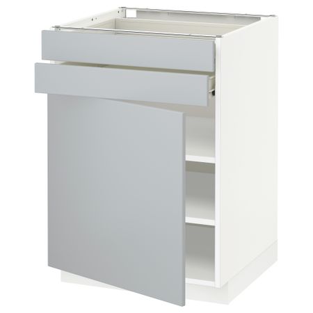 Напольный шкаф с дверцей, 2 ящиками МЕТОД / ФОРВАРА, белый, Веддинге серый