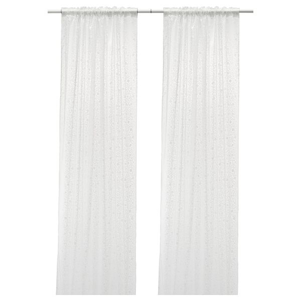 Гардины, 2 шт., белый 145x300 см IKEA BÄCKTISTEL БЭКТИСТЕЛЬ 303.801.93 - фото 1
