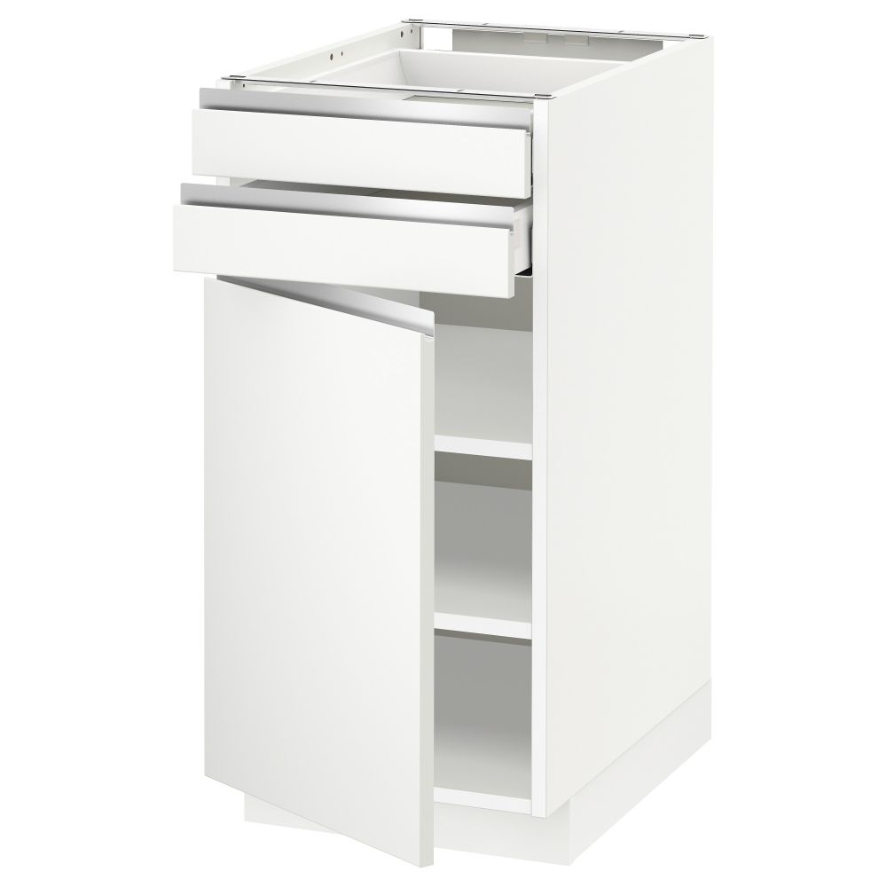 Напольный шкаф с дверцей, 2 ящиками МЕТОД / МАКСИМЕРА, белый, Нодста белый - схема-чертеж с размерами