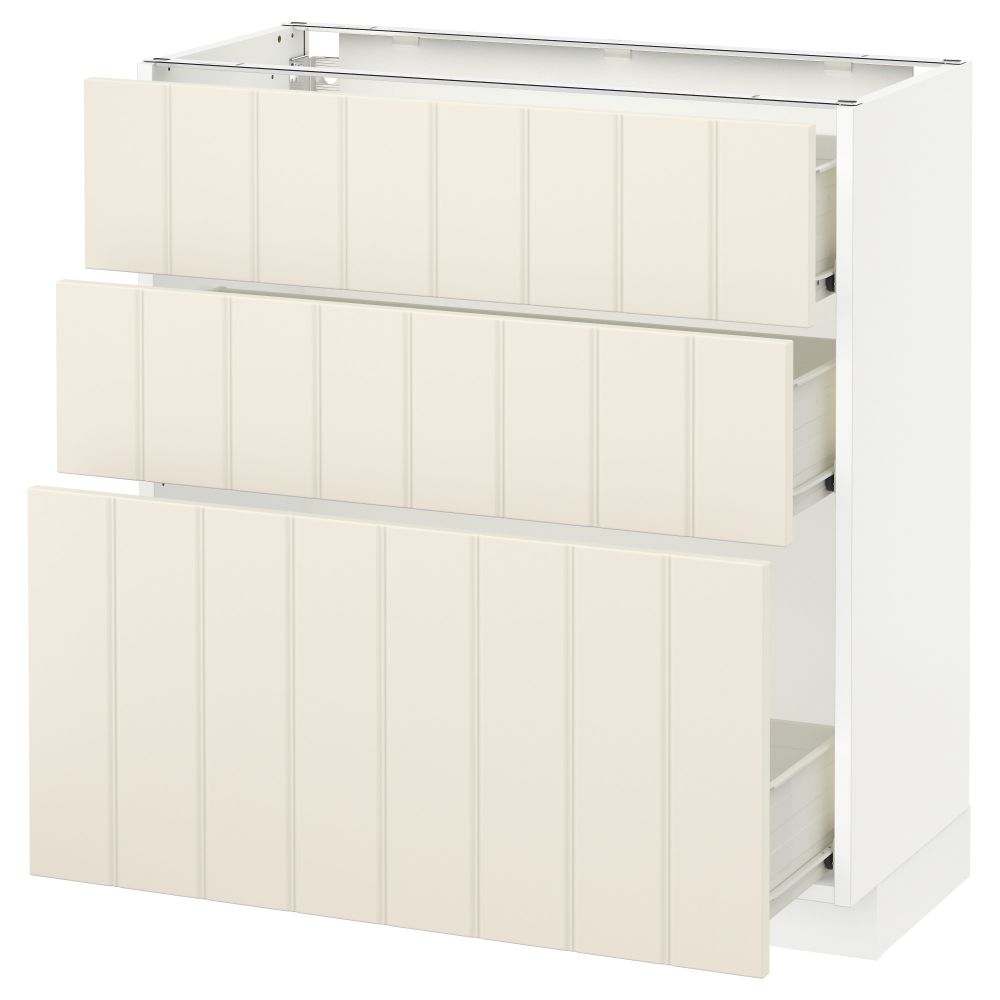 Напольный шкаф с 3 ящиками МЕТОД / ФОРВАРА, белый, Хитарп белый с оттенком - схема-чертеж с размерами