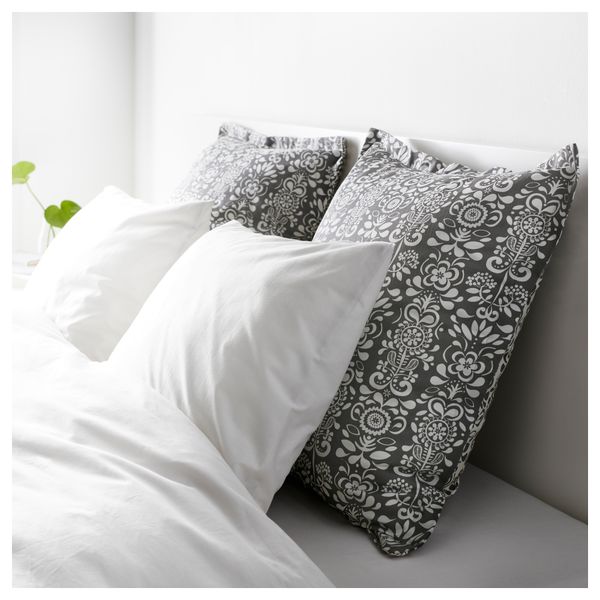 Чехол на подушку ОКЕРКУЛЛА, серый/белый (65x65 см) - фото 3