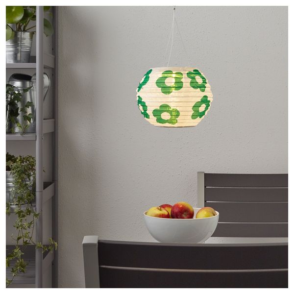Подвесная светодиодная лампа СОЛВИДЕН, для сада шаровидный, цветочный орнамент зеленый (22 см) - фото 3