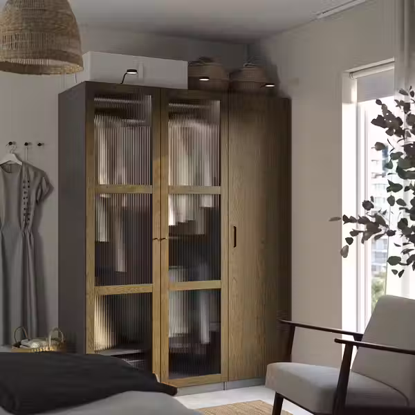 TONSTAD Дверь - коричневый/мореный дубовый шпон стекло 50x195 см - фото 3