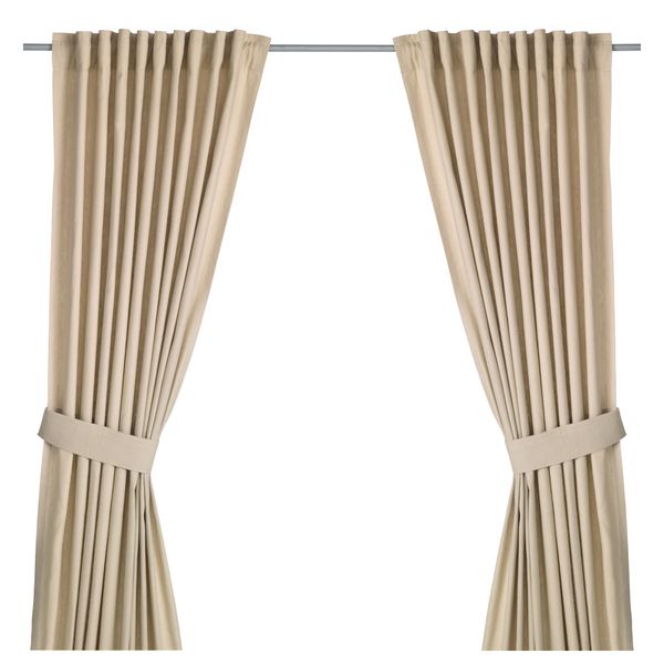 Гардины с прихватом, 1 пара ИНГЕРТ, бежевый (145x300 см) - фото 1