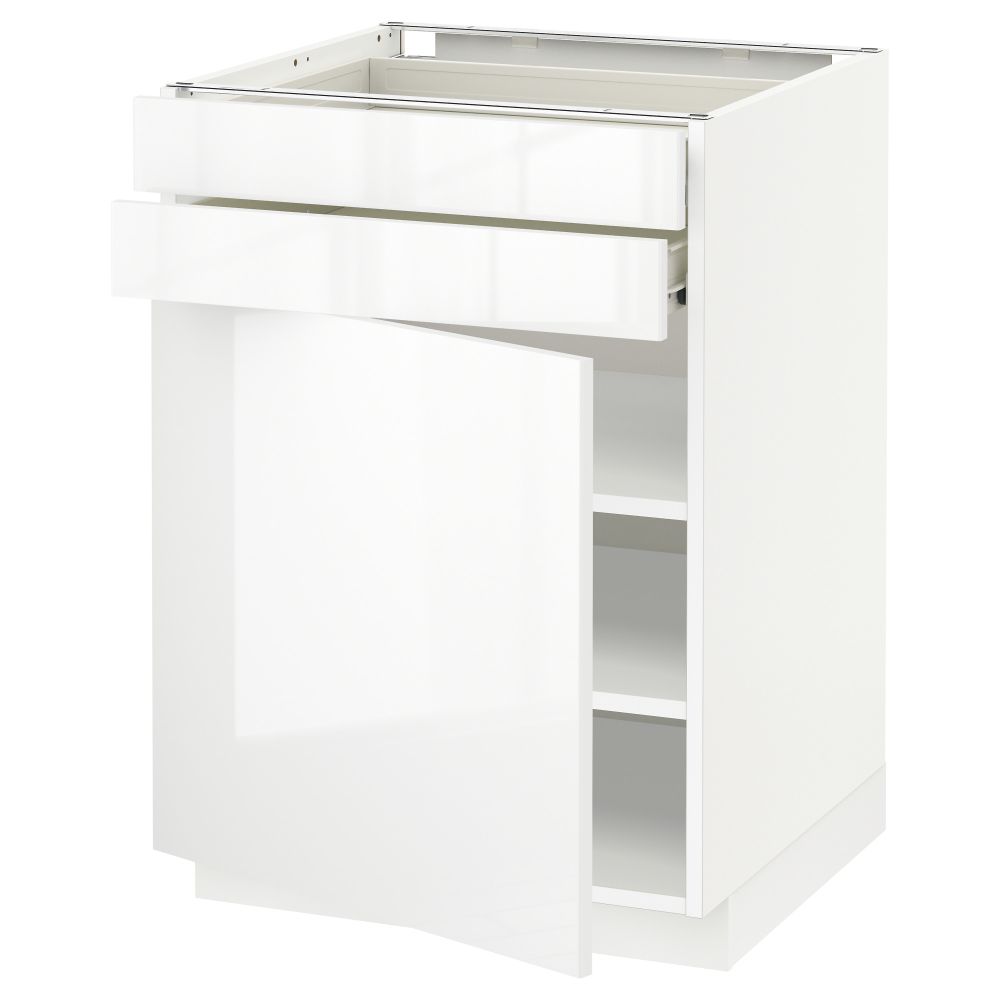 Напольный шкаф с дверцей, 2 ящиками МЕТОД / ФОРВАРА, белый, Рингульт белый - схема-чертеж с размерами