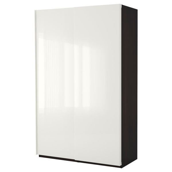 Гардероб, черно-коричневый/Хасвик глянцевый, белый 150x66x236 см IKEA PAX ПАКС 692.487.96 - фото 2