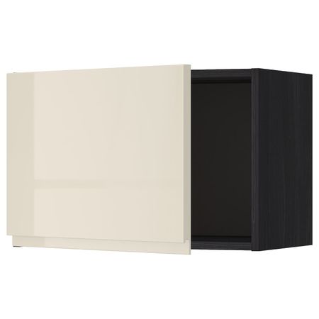 Шкаф навесной, черный, Воксторп глянцевый светло-бежевый 60x40 см IKEA МЕТОД 892.249.21