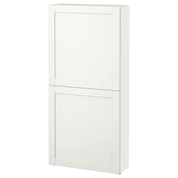 Навесной шкаф с 2 дверями, белый/Ханвикен белый 60x22x128 см IKEA BESTÅ БЕСТО 694.219.89 - фото 1